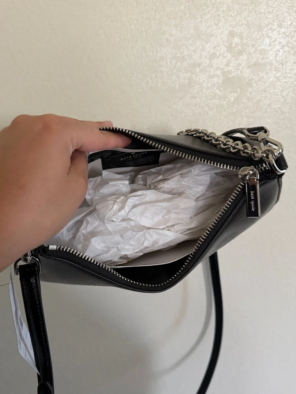 kate spade Black Patent Shoulder Bag with Chain Strap